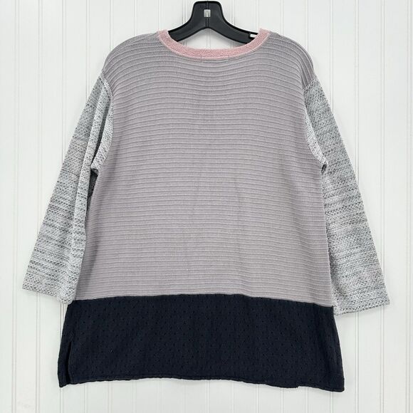 Margaret Winters Sweater Womens Medium Knit Cotton Pocket Mixed Media Boho - Picture 4 of 9